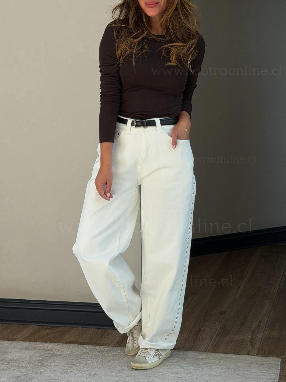Baggy Estrella tachas blanco