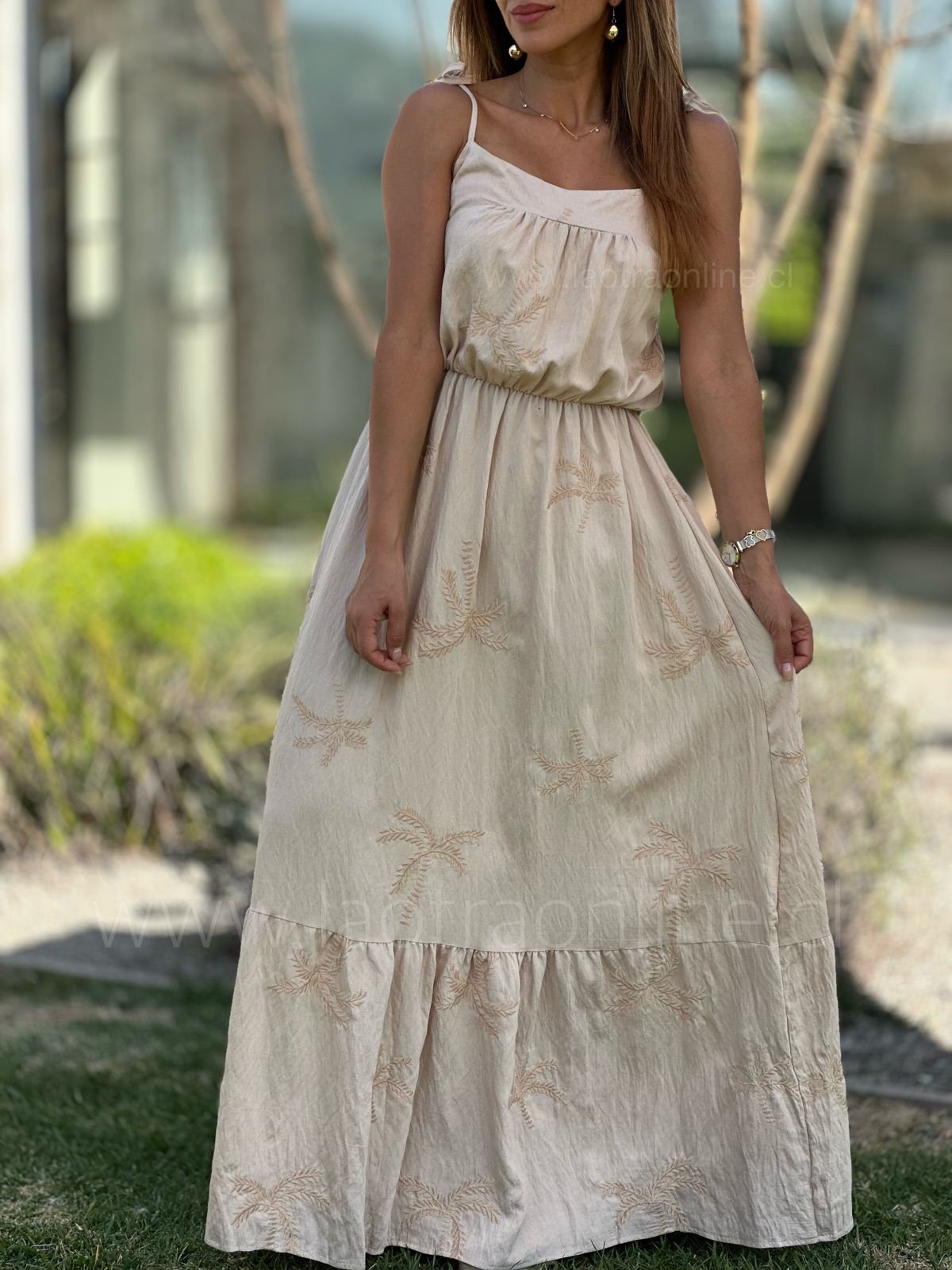 Vestido Palmeras camel