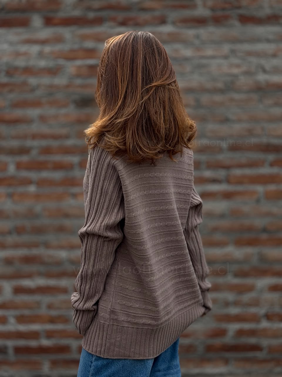 Sweater Trenzas cuello alto moka