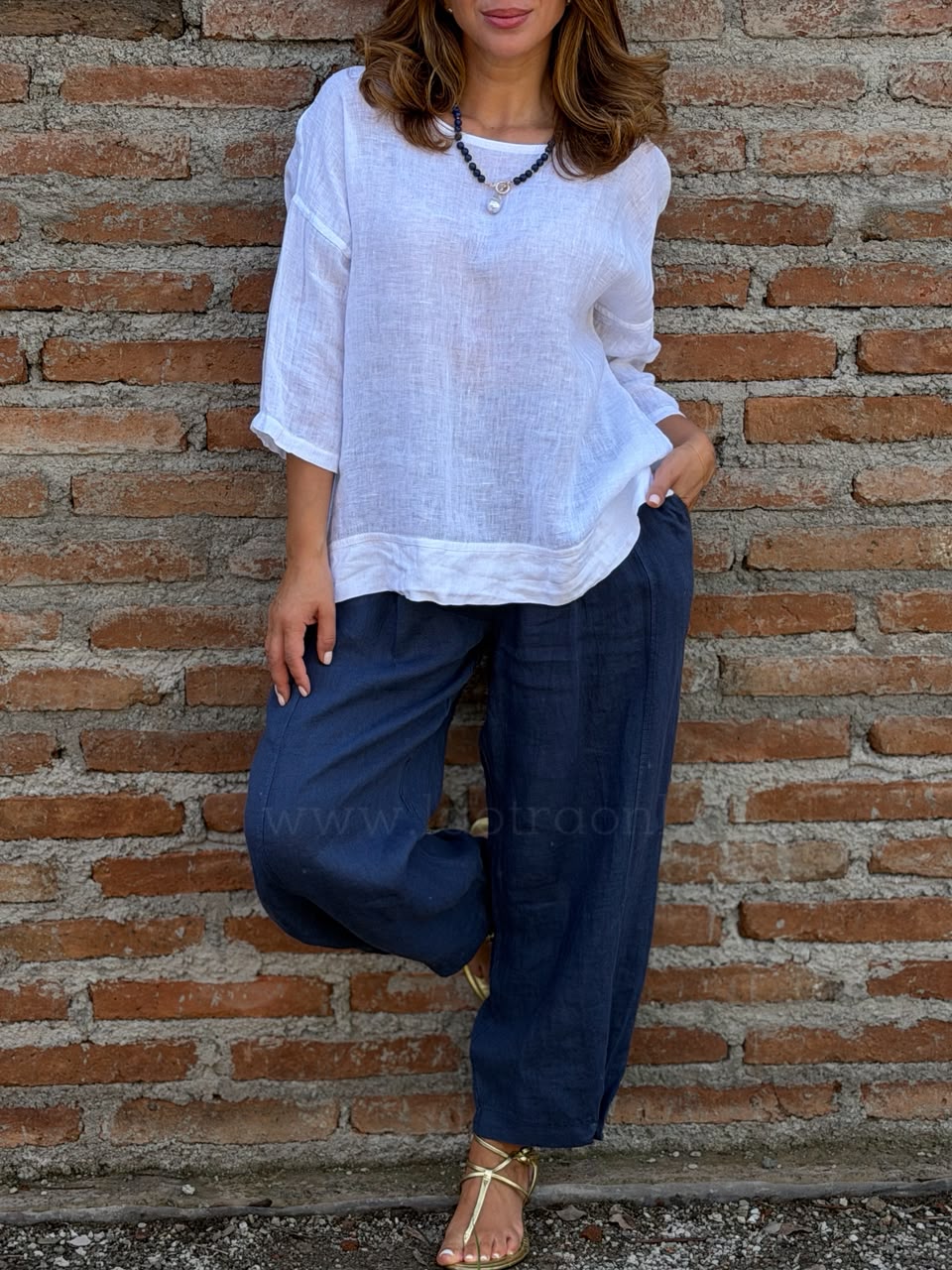 Blusón Italiano lino blanco