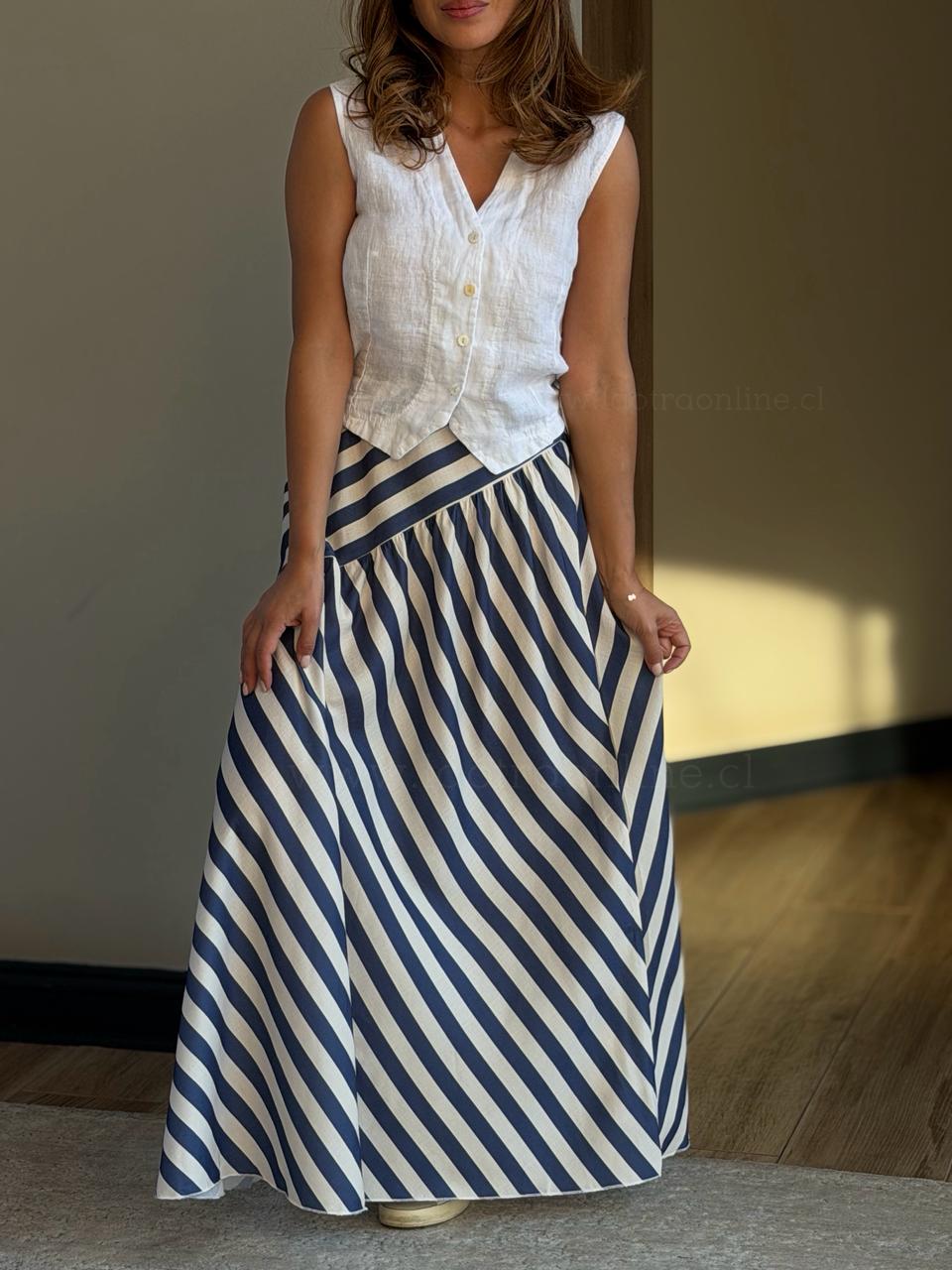 Falda rayas diagonal azul