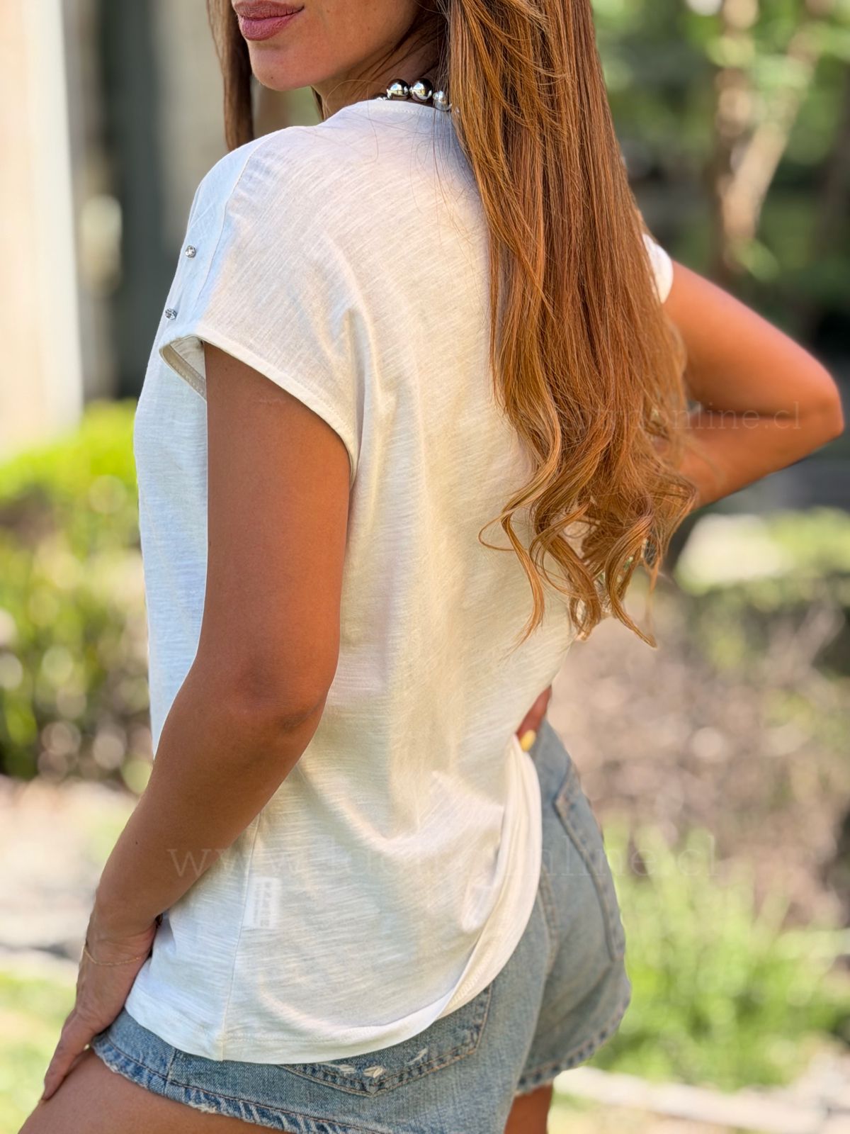 Polera manga brillo blanco