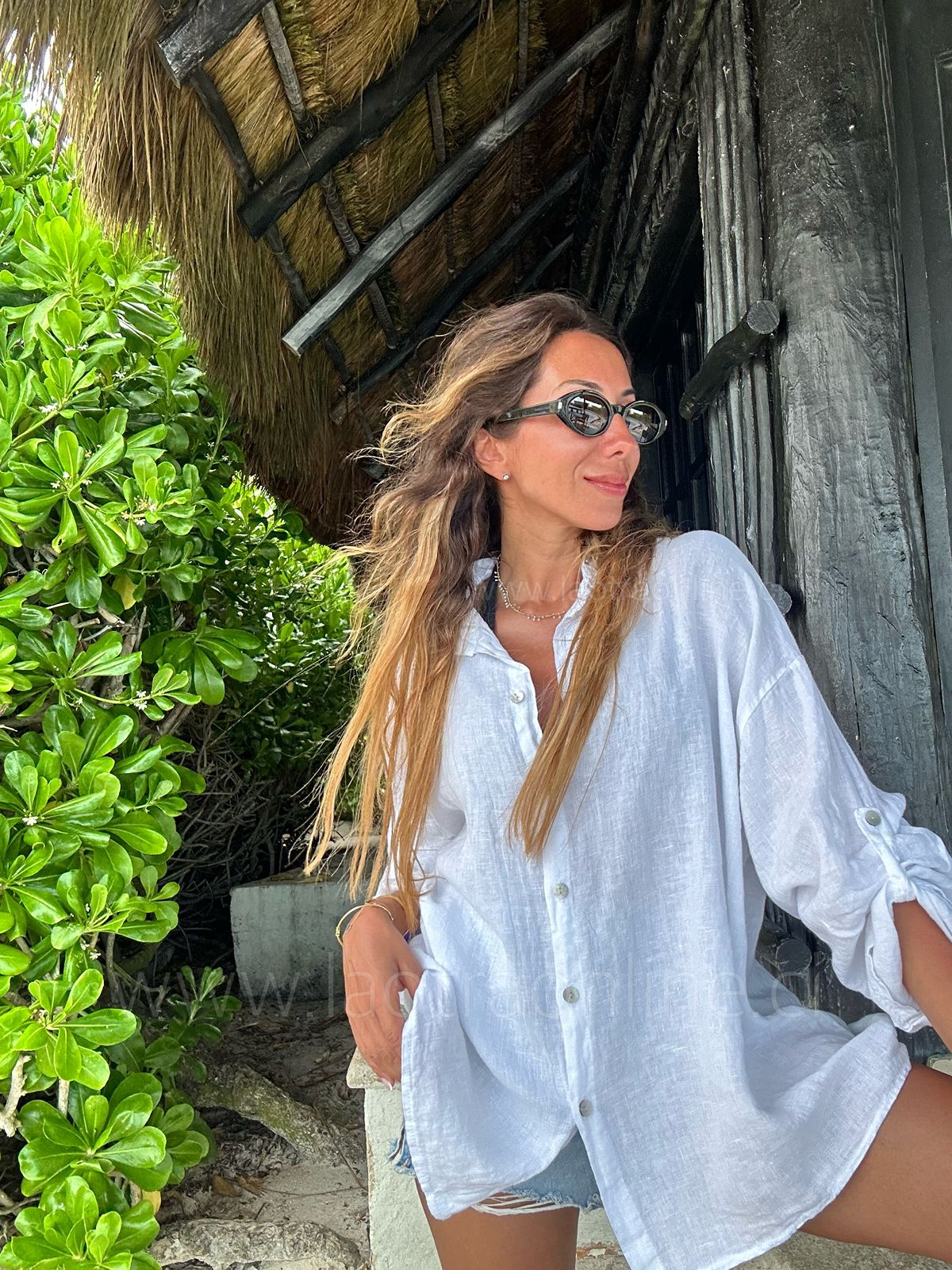 Blusa puro lino Italia blanco