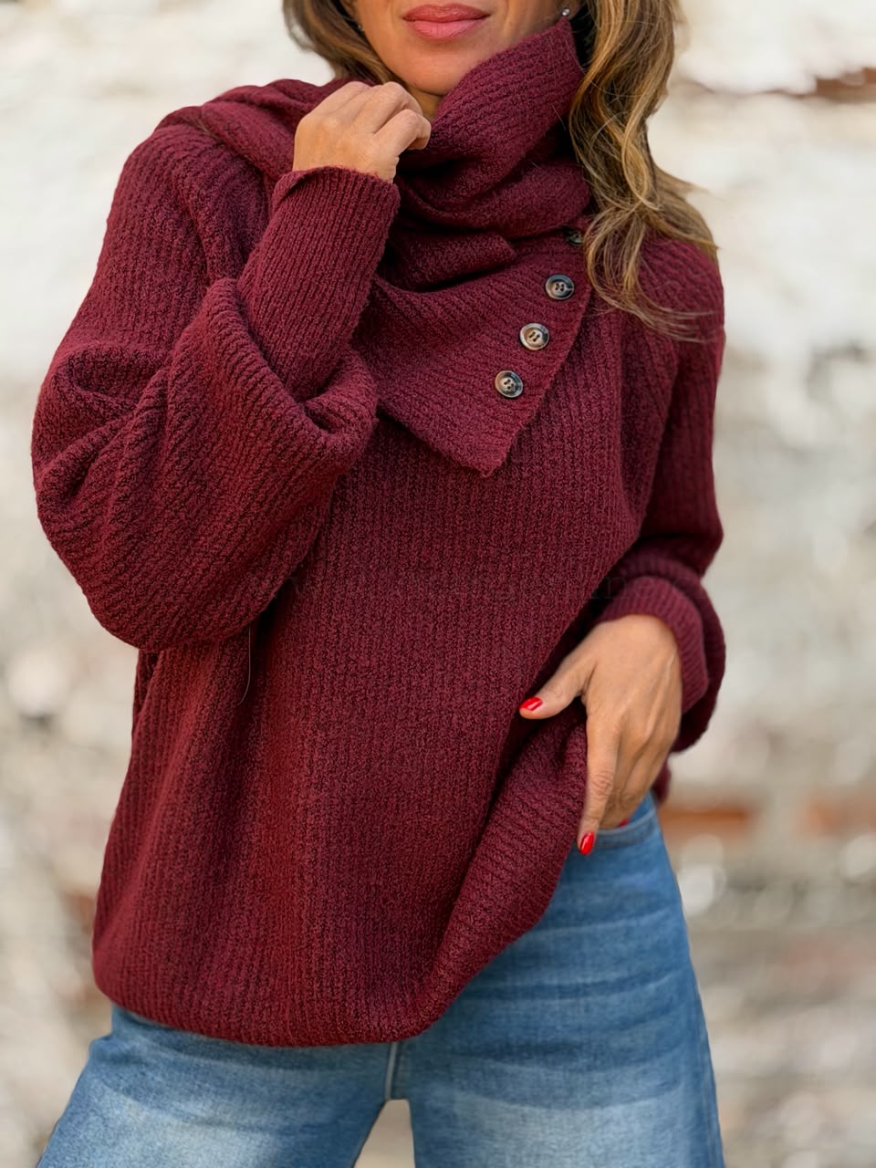 Sweater+Bufanda cherry