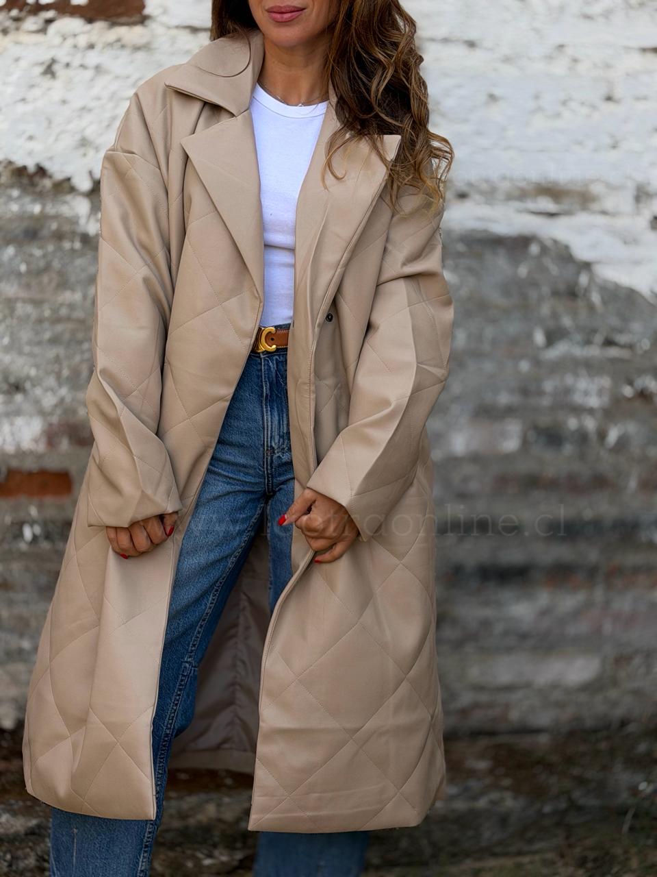 Parca Ecocuero Flo beige