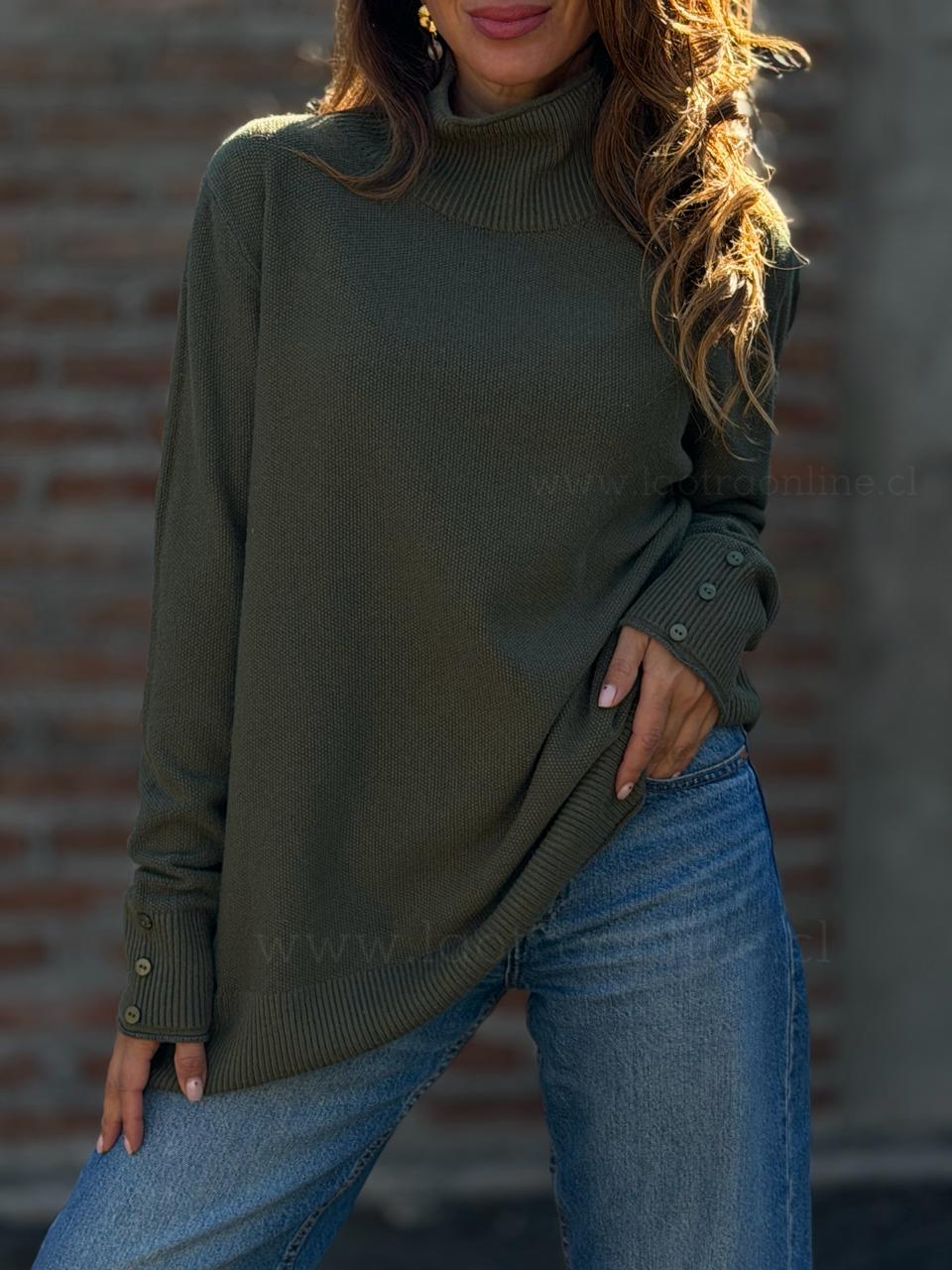 Sweater punto arroz verde