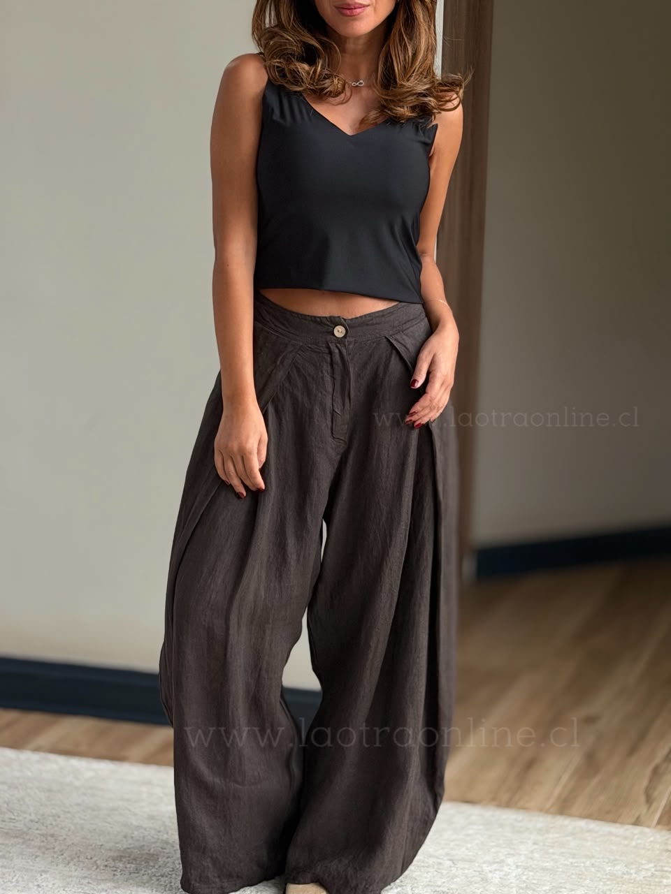 Pantalón Viral puro lino marrón