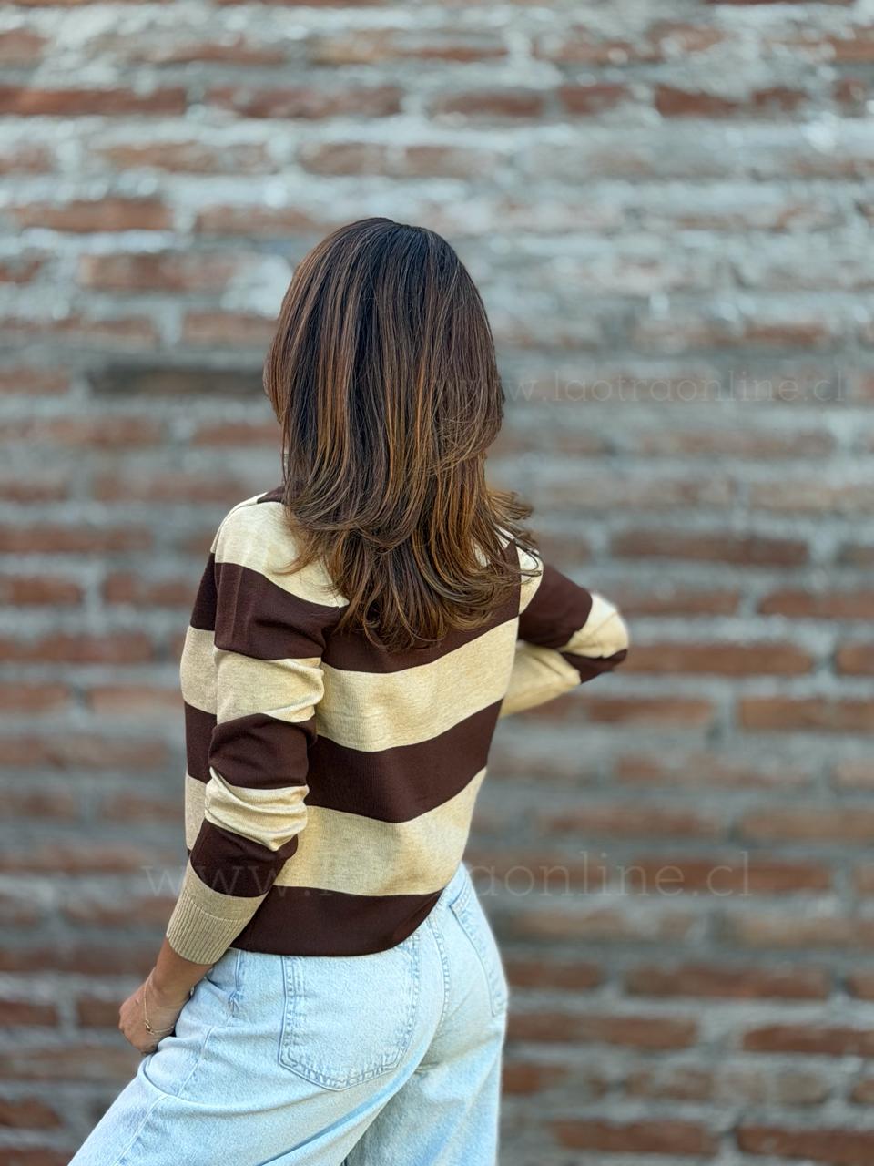 Sweater Cuello mezclilla marrón