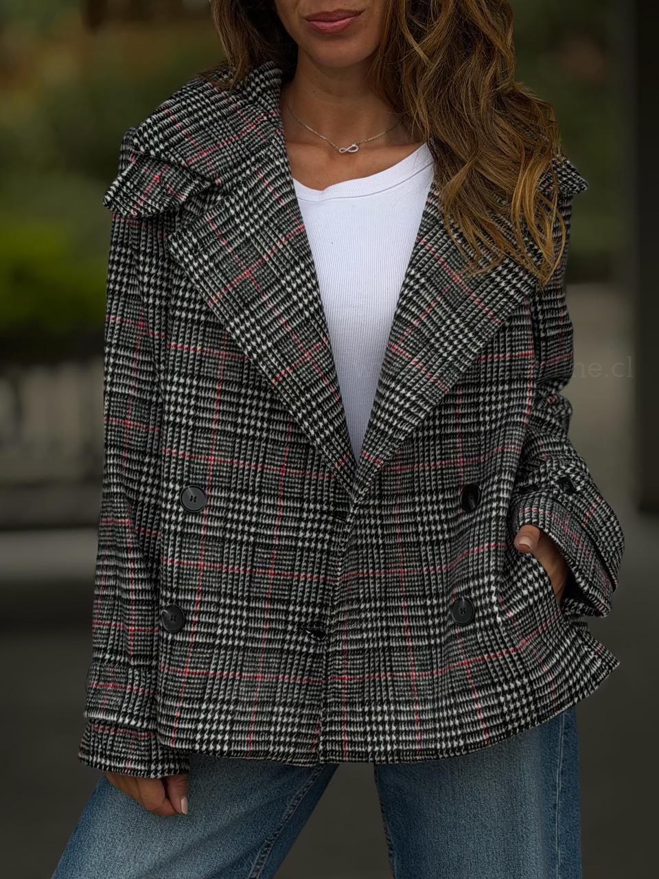 Abrigo Trench Cuadros rojo marengo