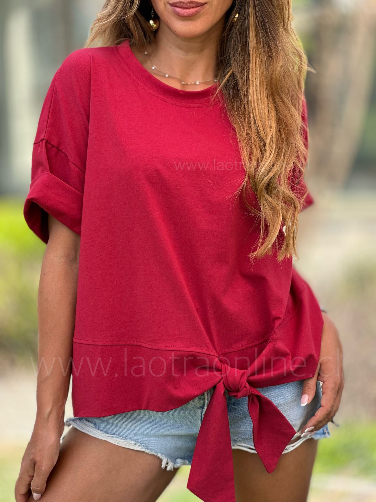 Polera New nudo cherry