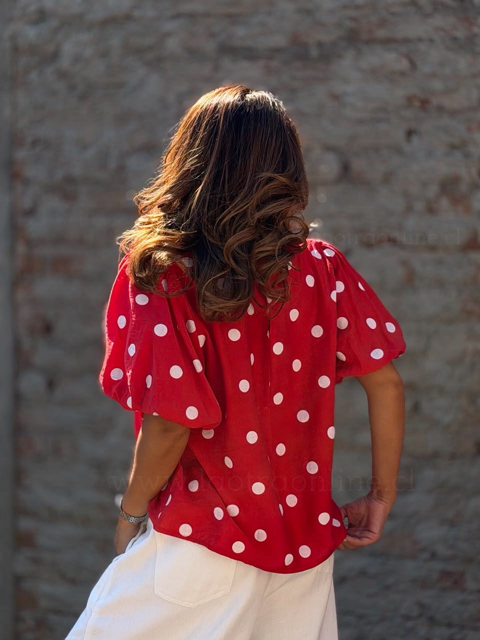 Polera maxi lunar rojo