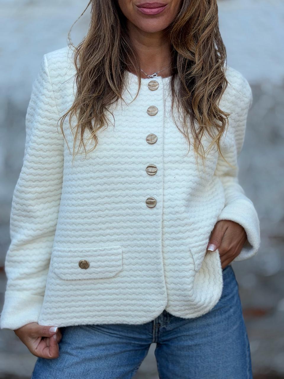 Blazer tejido Zigzag crema