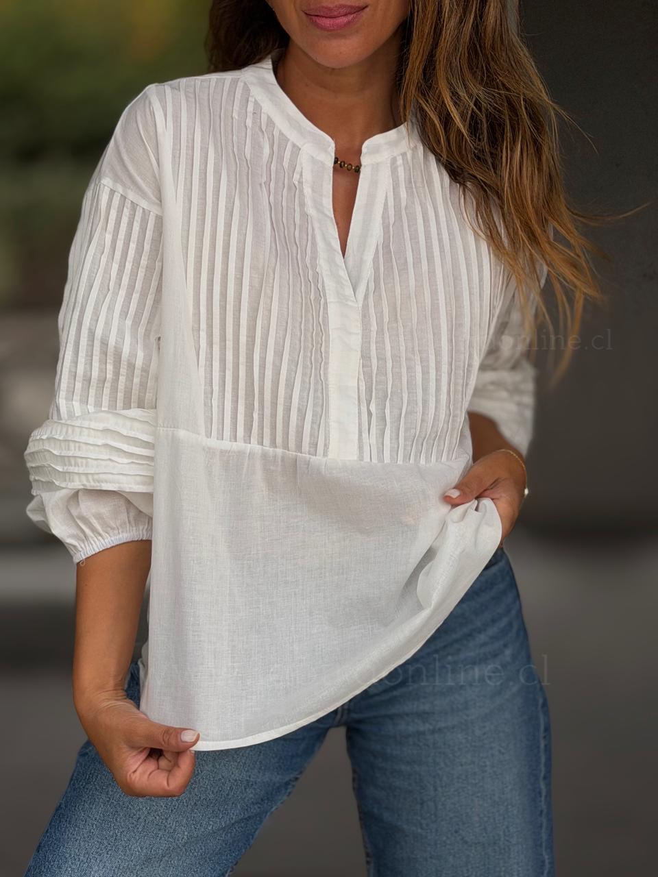 Blusa Plisada blanco