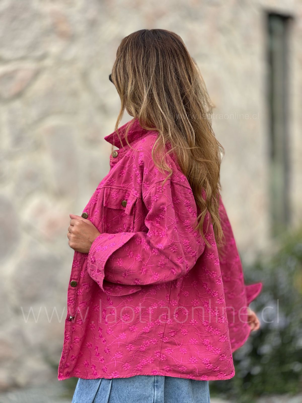 Chaqueta Bordada fucsia