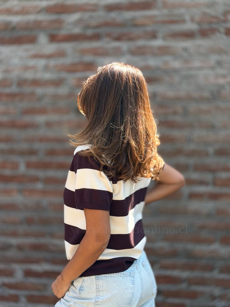 Polera Hilo rayas crema