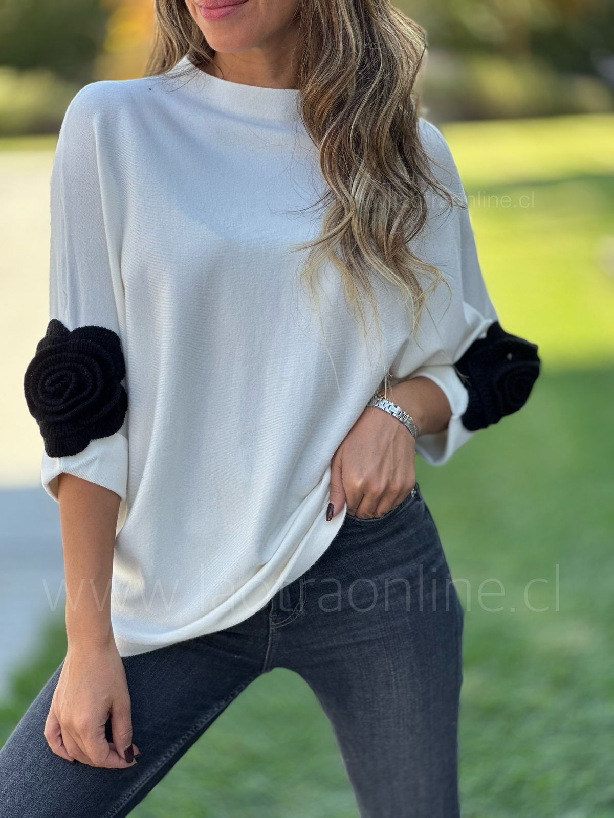 Sweater Flor 3D blanco