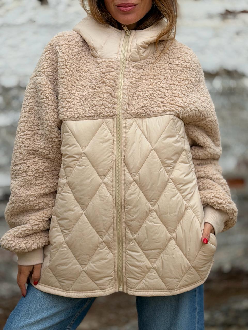 Parca/polar capucha  beige