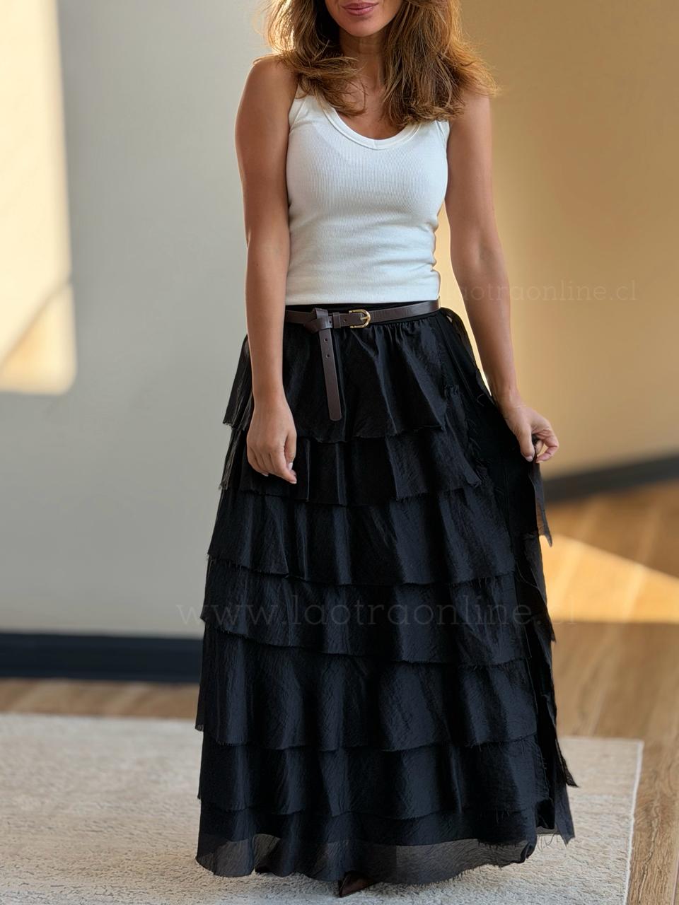 Falda Fashion capas negro