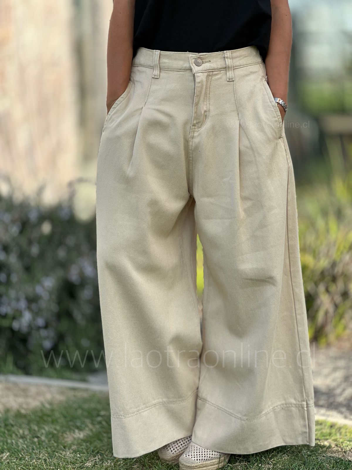Jeans culotte beige
