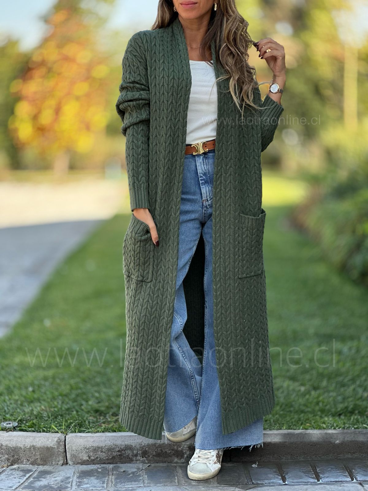 Maxi Cardigan Cosmopolita olivo