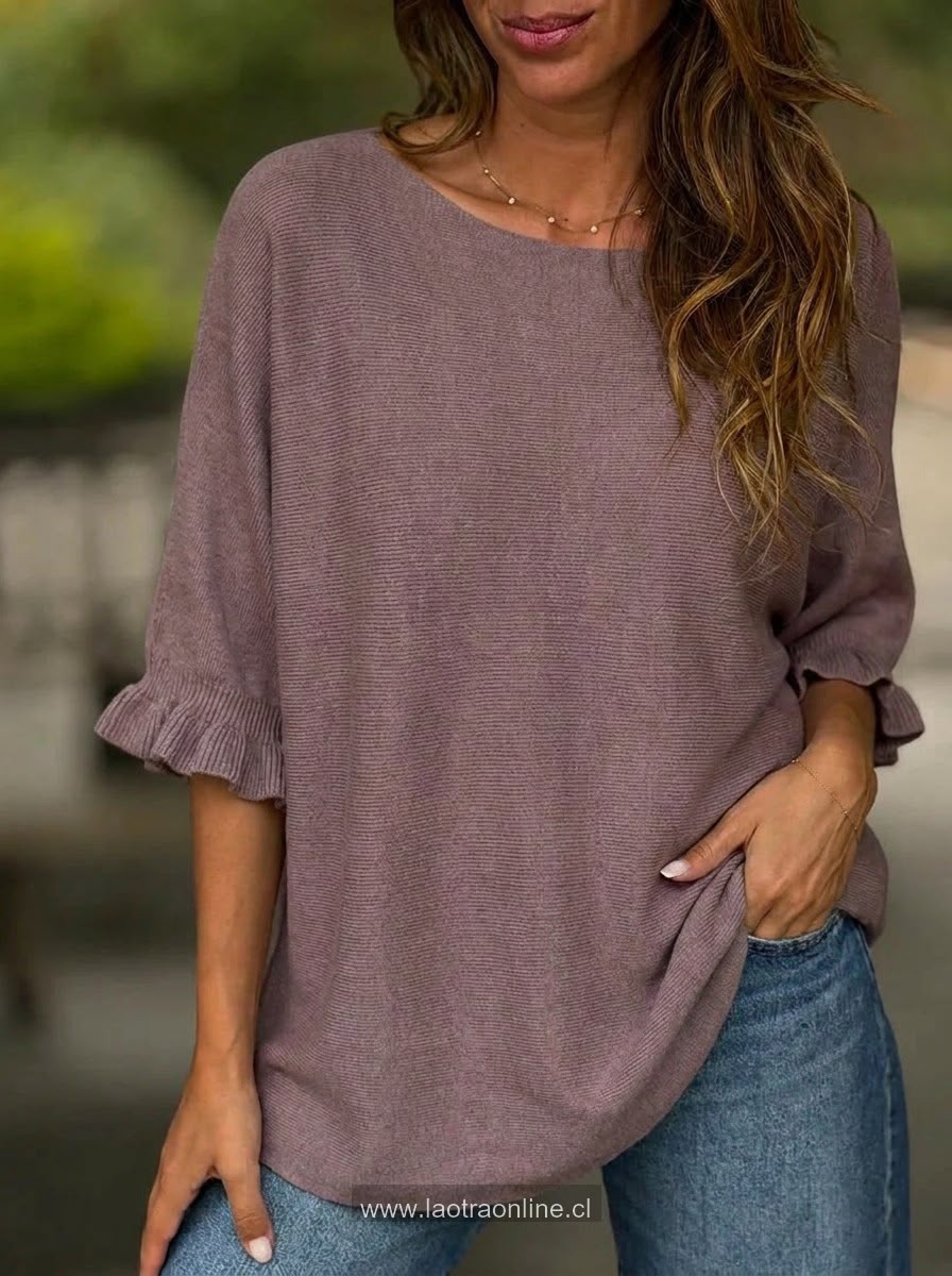 Sweater Manga vuelos malva