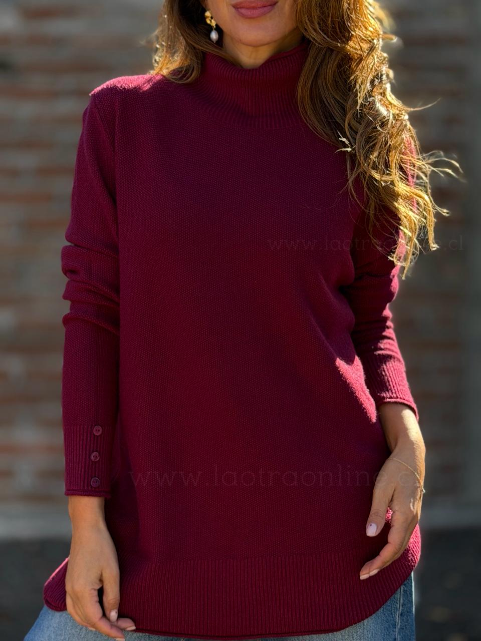 Sweater punto arroz cherry