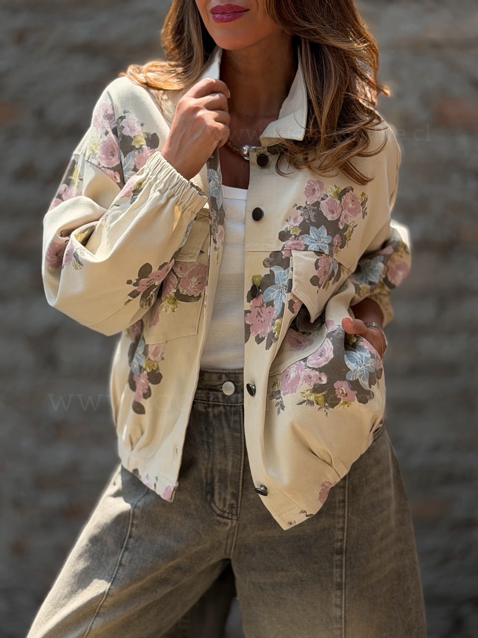 Chaqueta New Flower beige