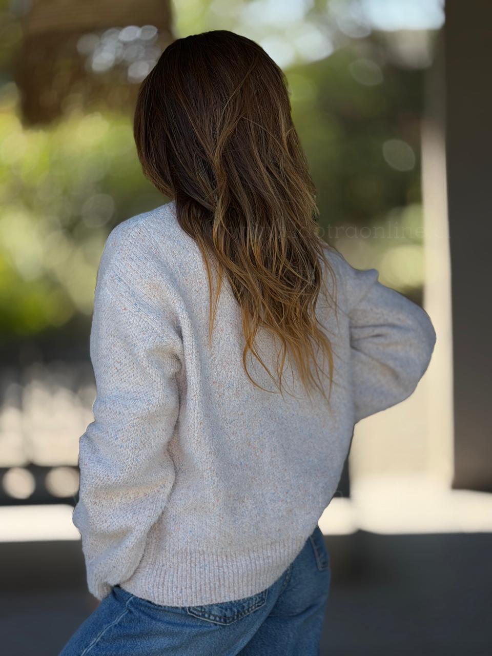 Chaleco Jazmín beige/celeste