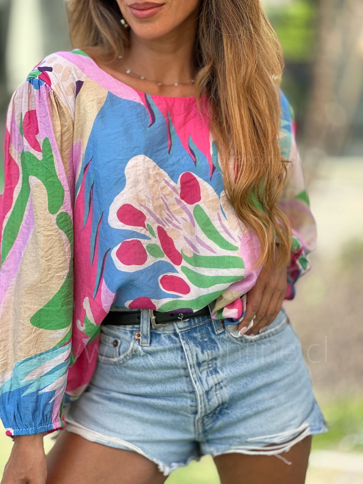 Blusa manga globo rosa