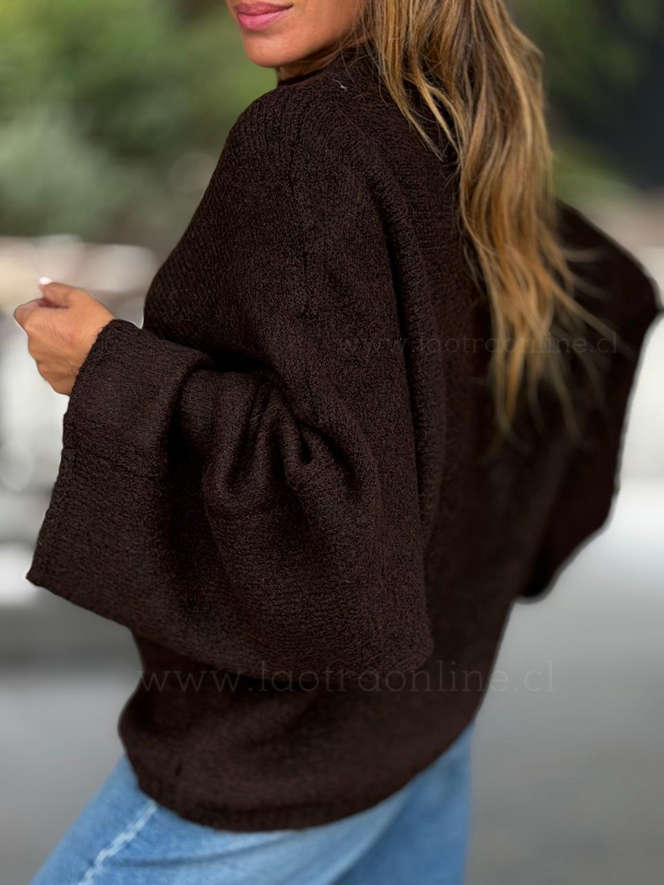 Sweater manga kimono marrón oscuro