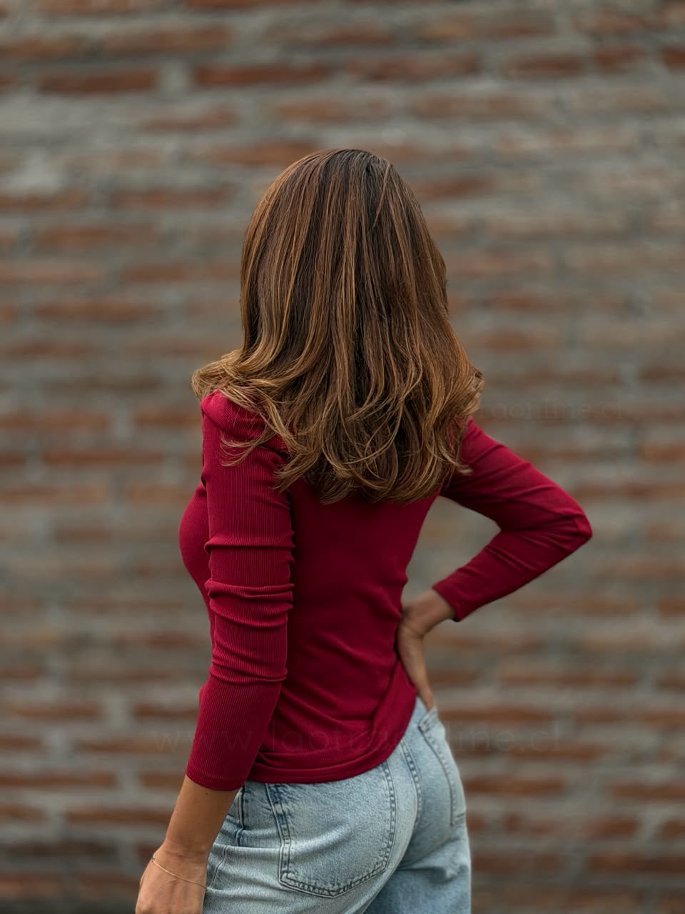 Polera cuello cuadrado rojo