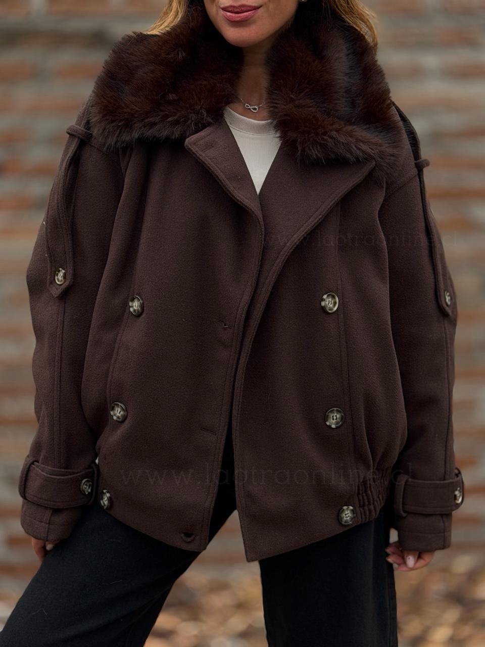 Chaqueta Paño acolchada choco