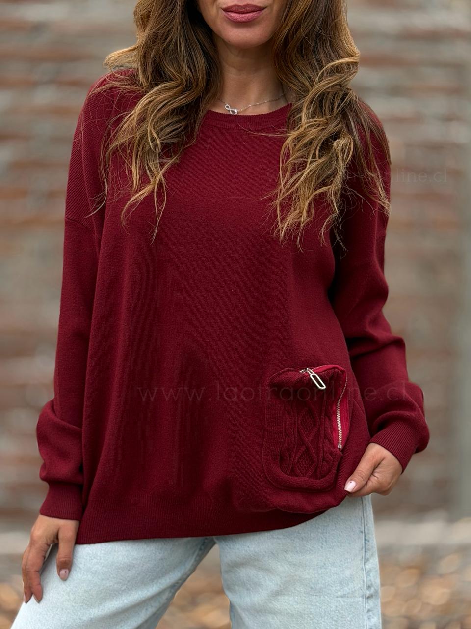 Sweater Bolsillo burdeo