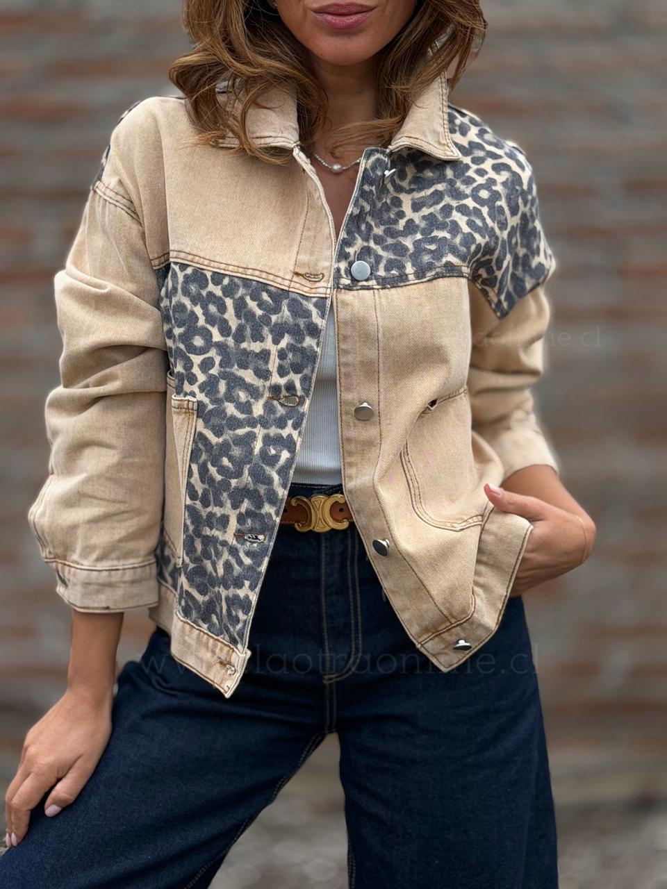 Chaqueta Mezclilla print beige