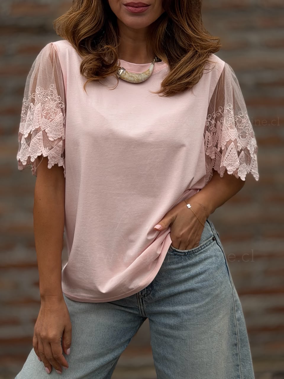 Polera Manga Deli rosa