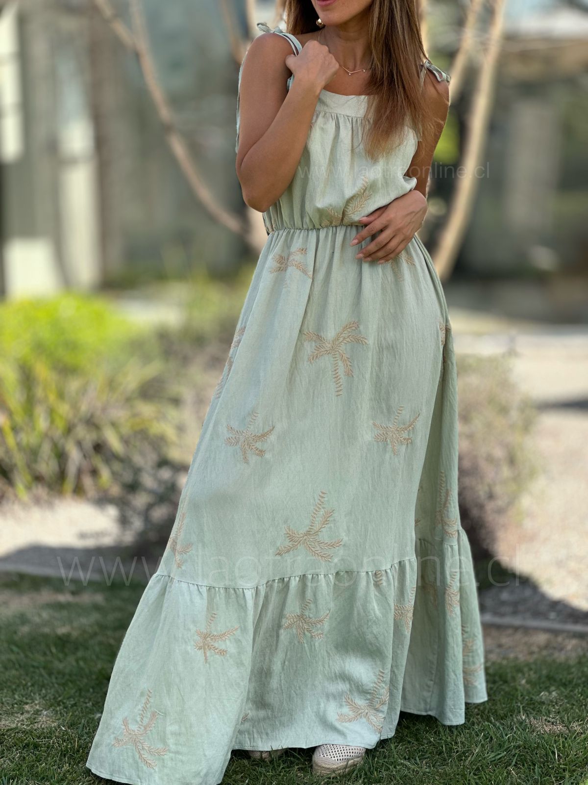 Vestido Palmeras menta