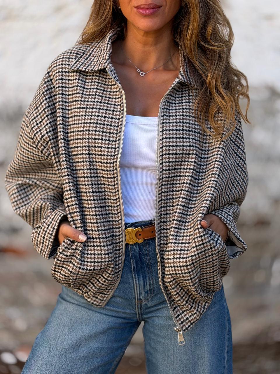 Bomber Retro negro/camel