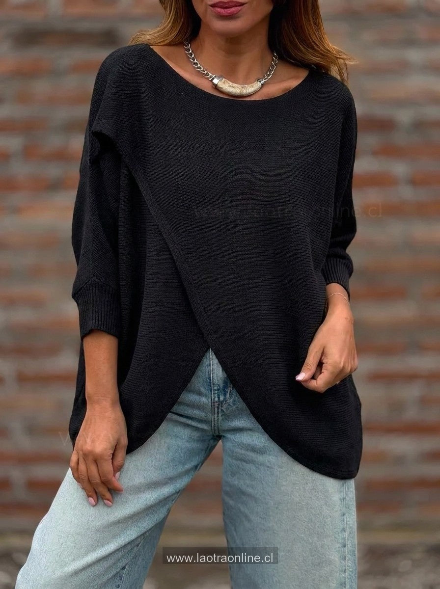 Sweater Capa cruzada negro