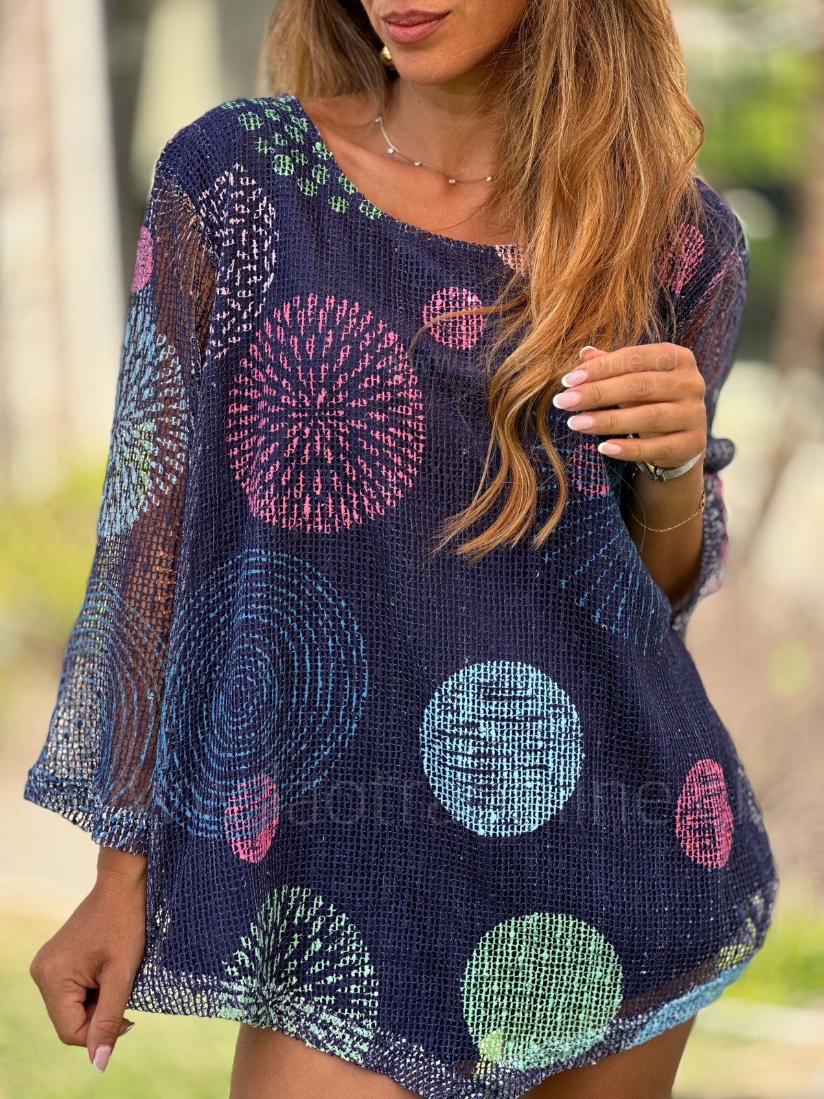 Polera Calada Lentejuela azul
