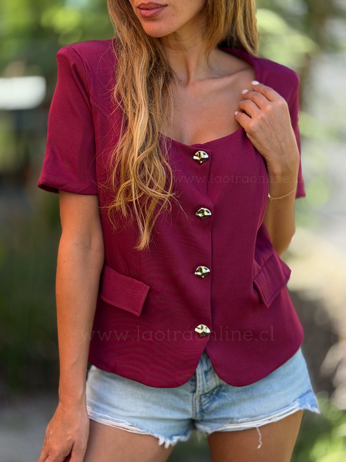 Blusa manga corta cherry
