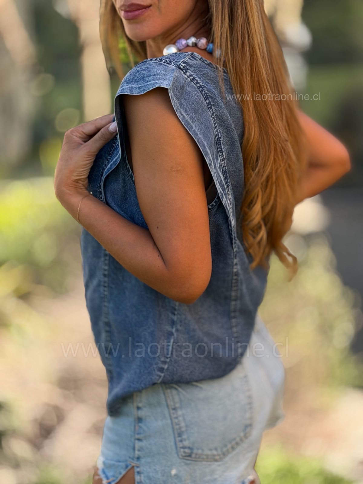 Polera italiana Tencel azul