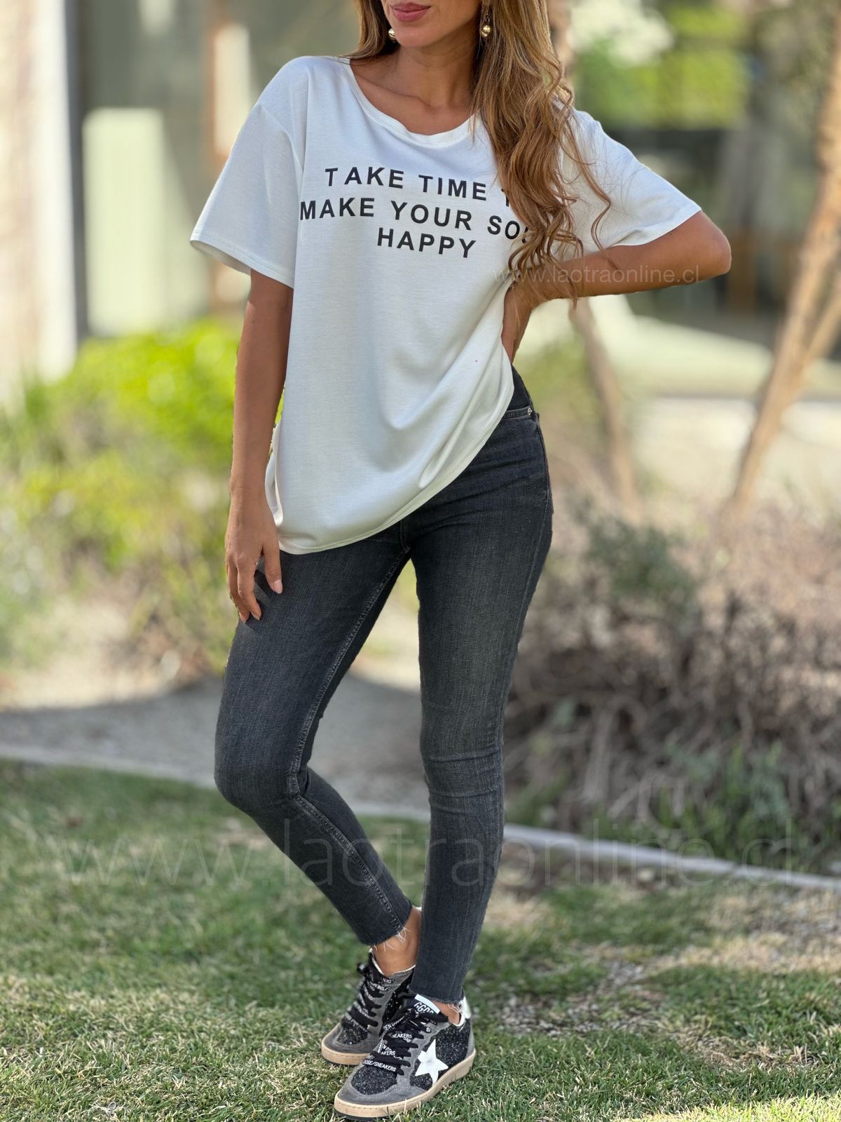 Polera Happy blanco