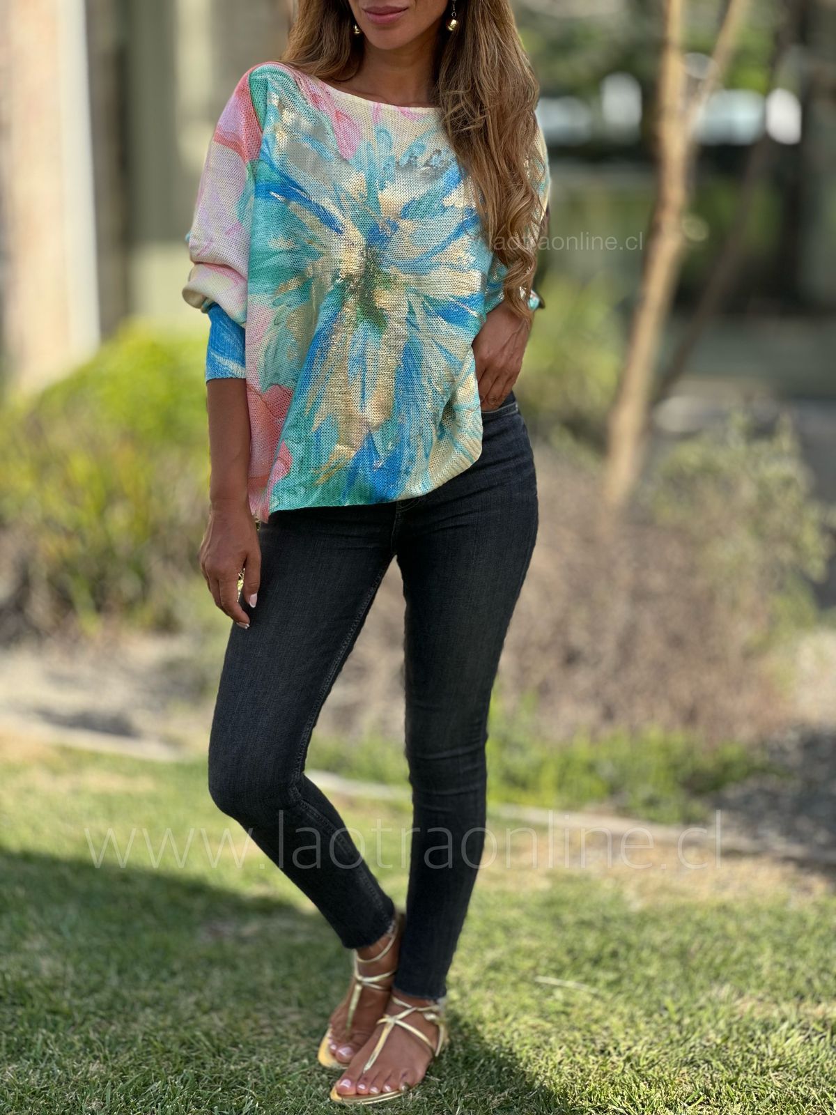 Sweater Indonesia turquesa