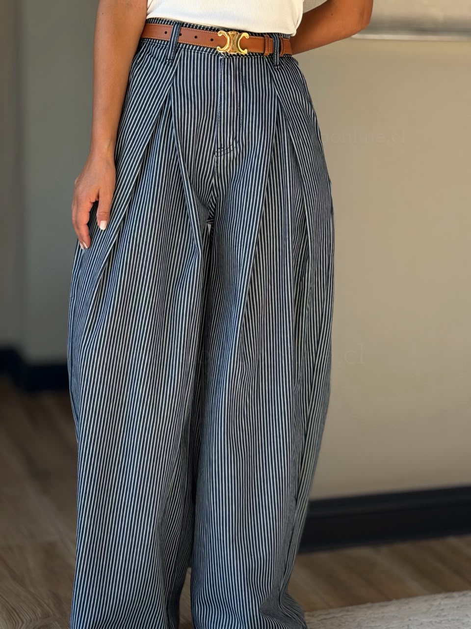 New Pantalón viral rayas azul