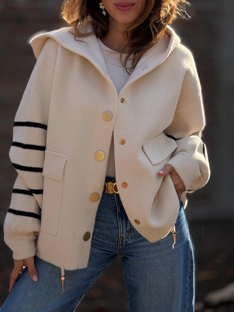 Chaqueta/Bomber rayas crema