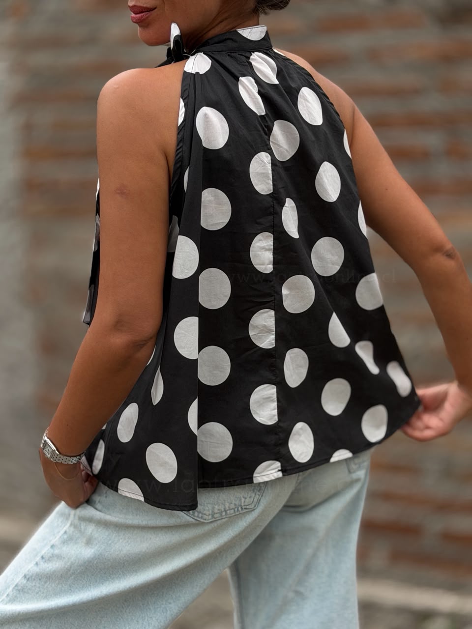 Polera Cuello halter lunar negro