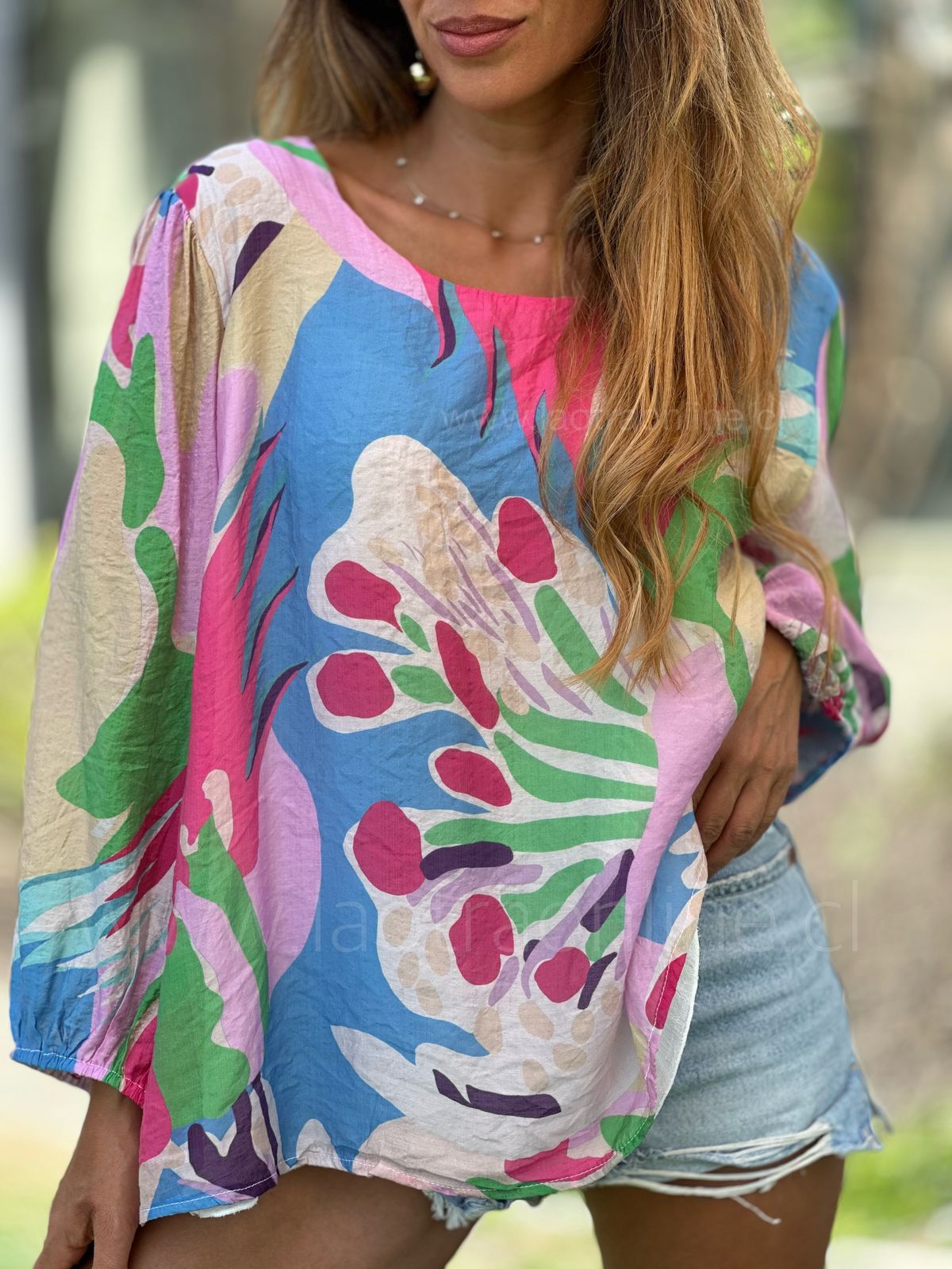 Blusa manga globo rosa