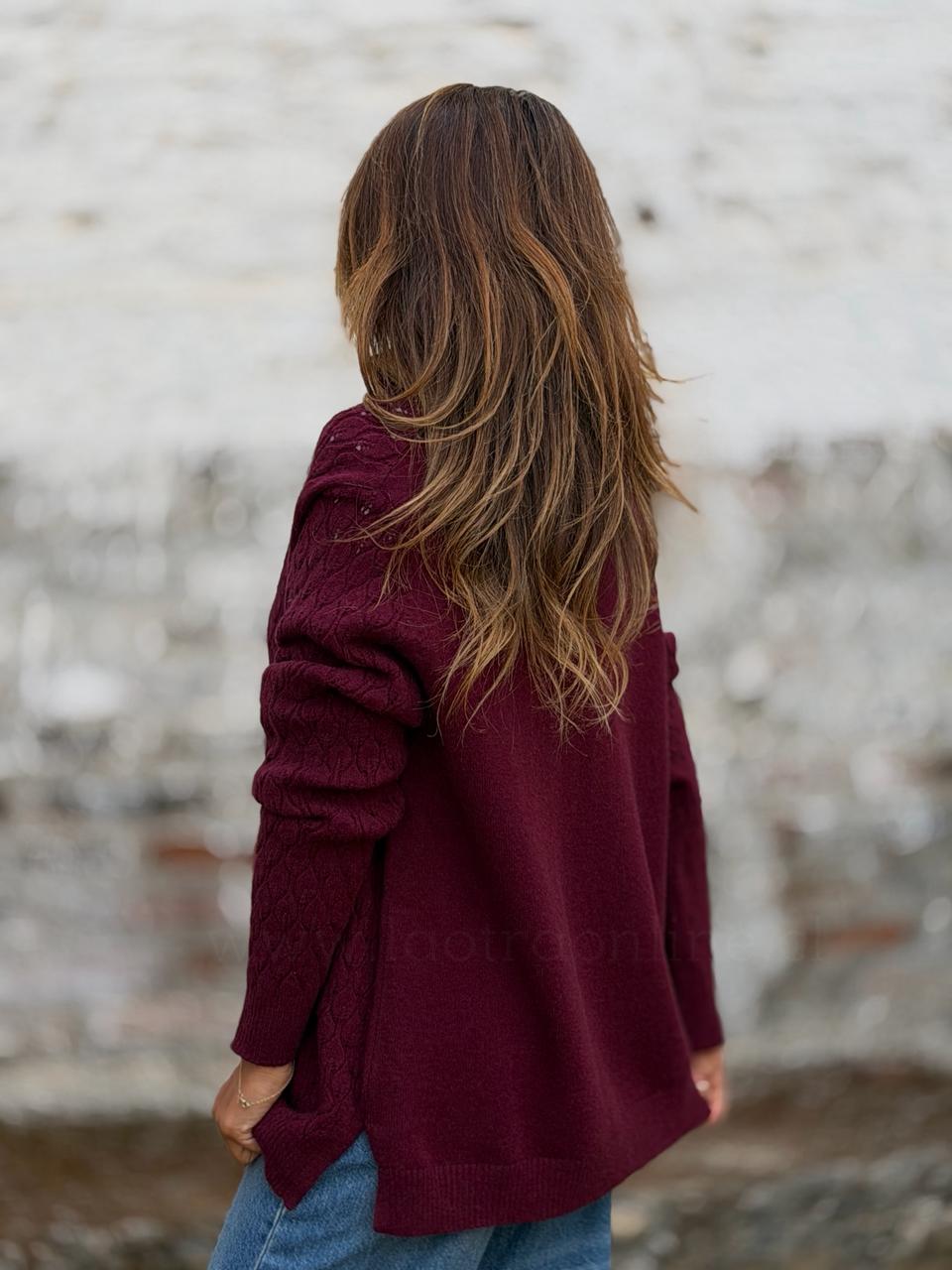 Sweater Hojas cherry