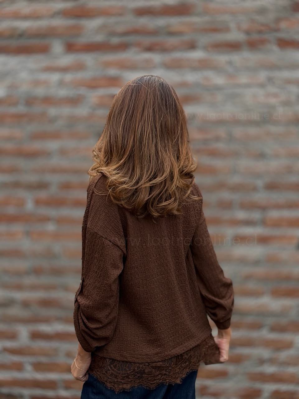 Blusa Basta Encaje marrón
