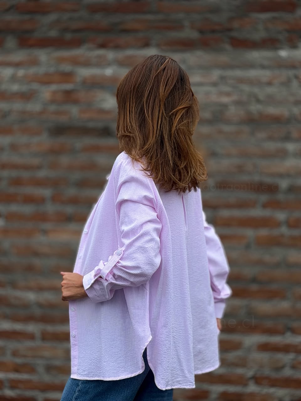 Blusa clásica rayas rosa